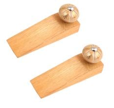 2 Pieces Golden Leaf Ceramic Floral Wooden Door Stopper